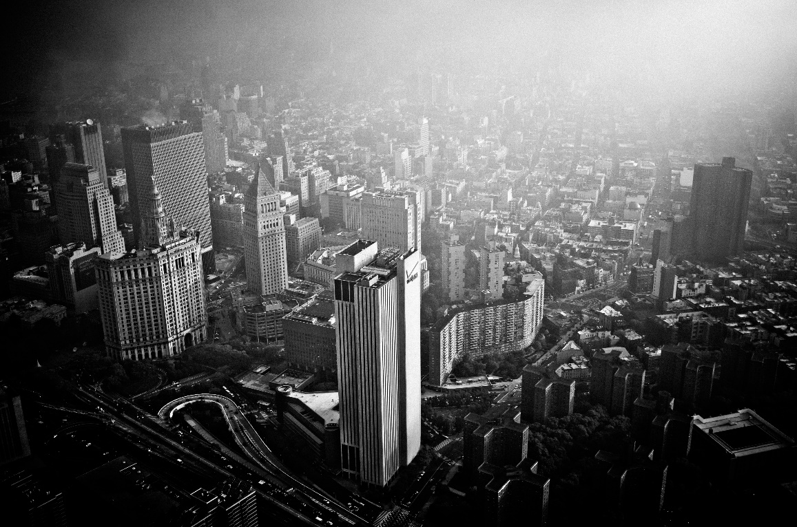black and white city scape