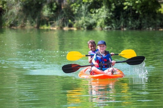 boys in a canoe