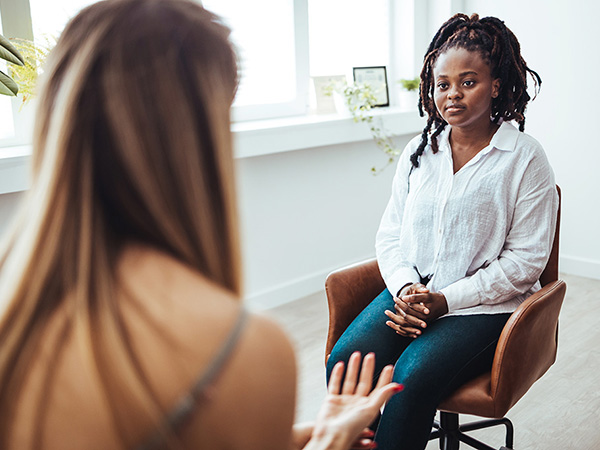 Woman talking to psychiatrist