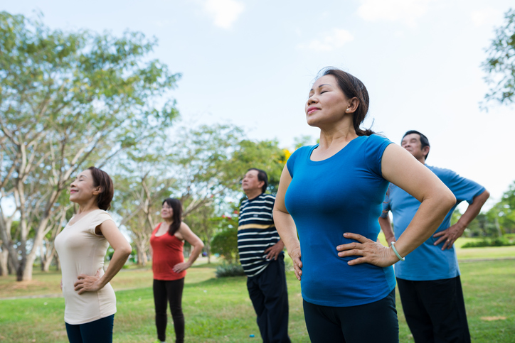 yoga in a park