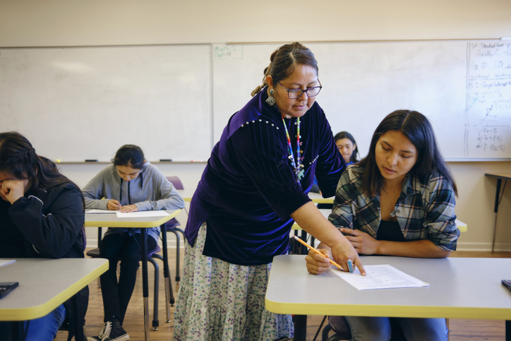 Native American teacher and student