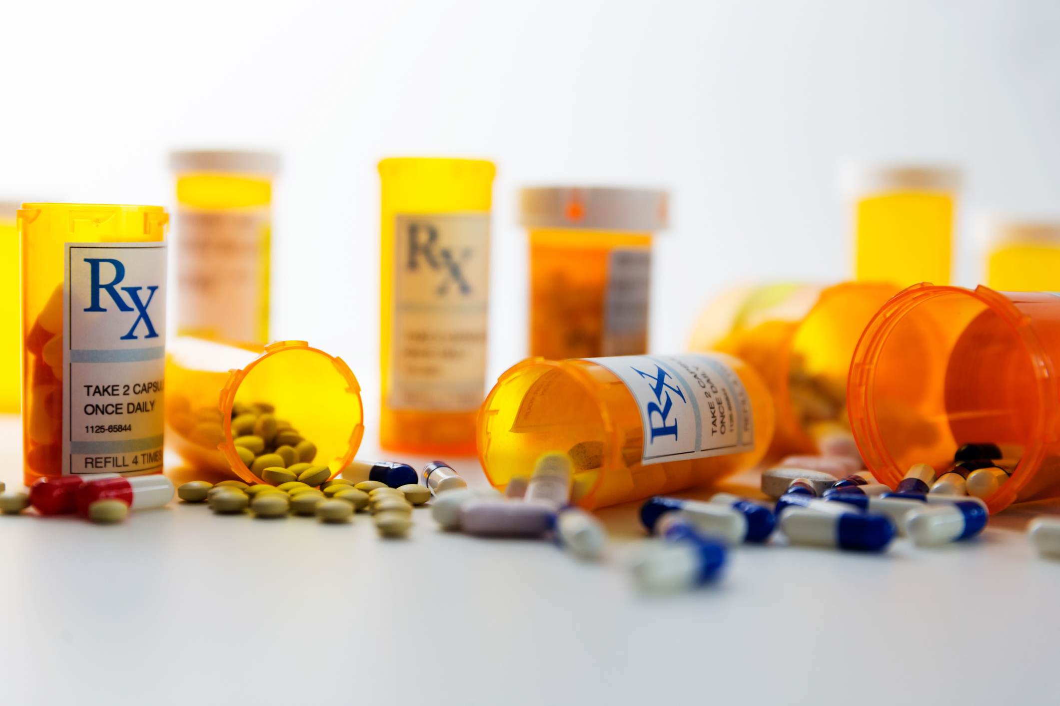 medicine bottles and pills