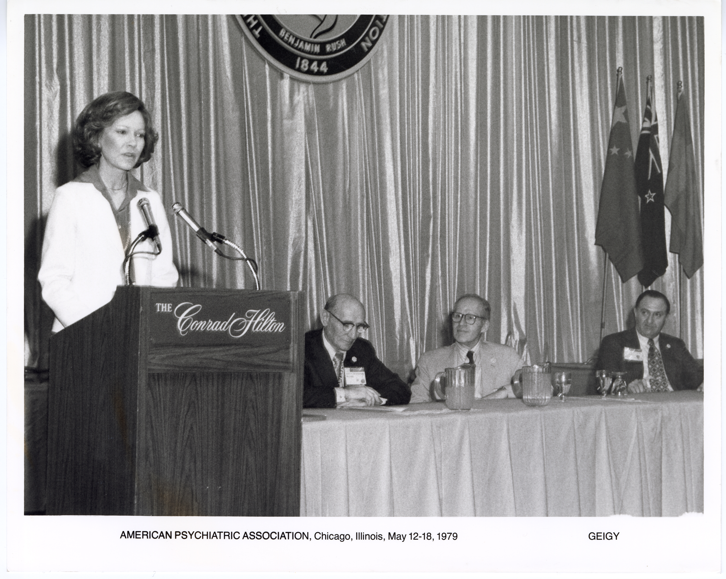 Rosalyn Carter at a podium; American Psychiatric Association 1979