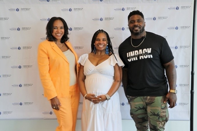 MEMHI Grand Marshal Jay Barnett and APA Deputy Medical Director, Chief of Diversity & Health Equity, and child/adolescent psychiatrist Regina James, M.D.