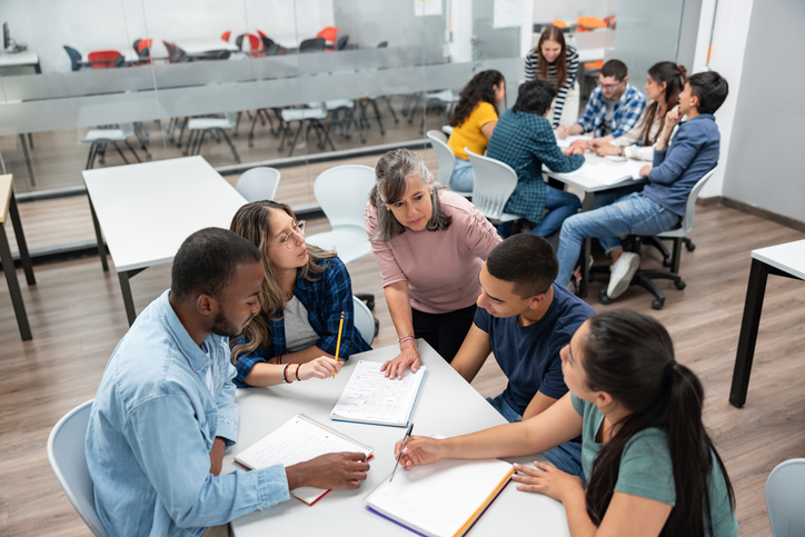 college classroom group work