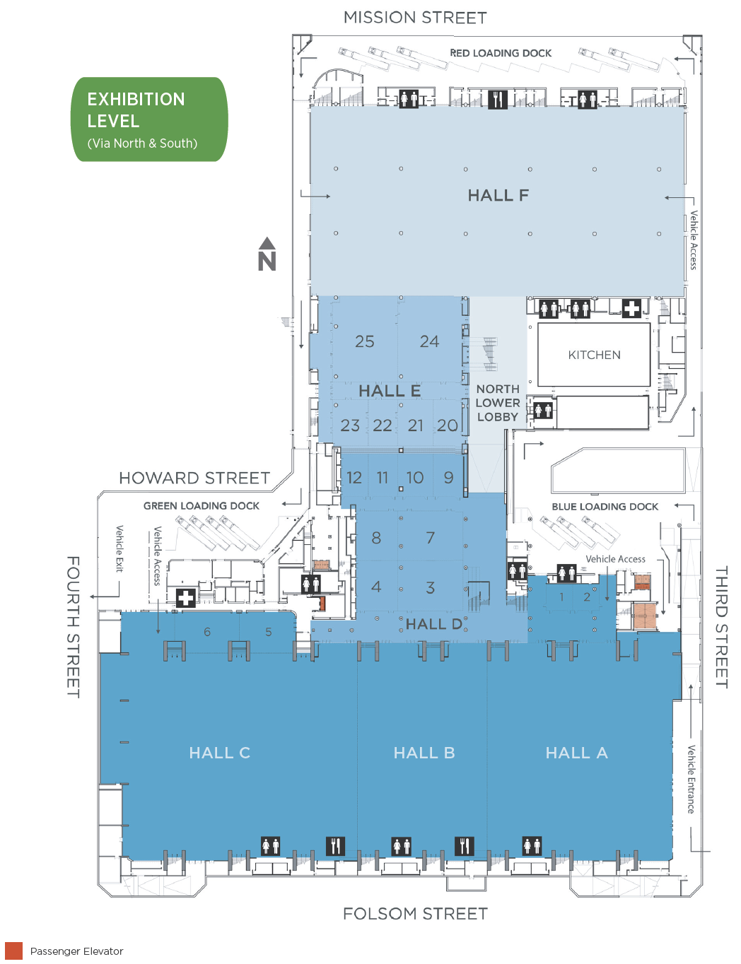 Exhibition Level Map of the Moscone Convention Center