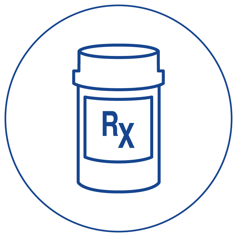 Rx bottle icon within a circle