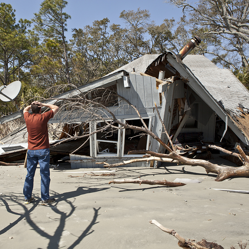 a house destroyed after a natural disaster