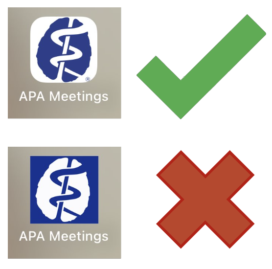 the old meetings app has a blue background with white logo, while the new meetings app has a white background with a blue logo
