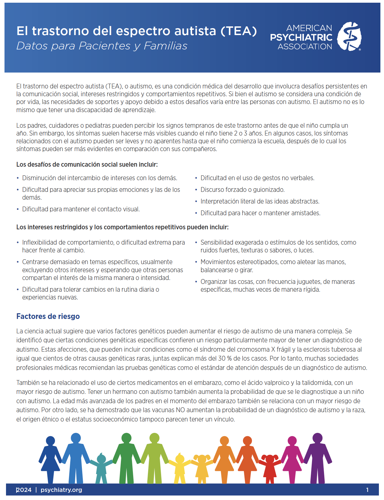 Cover of autism folleto - full text on page below